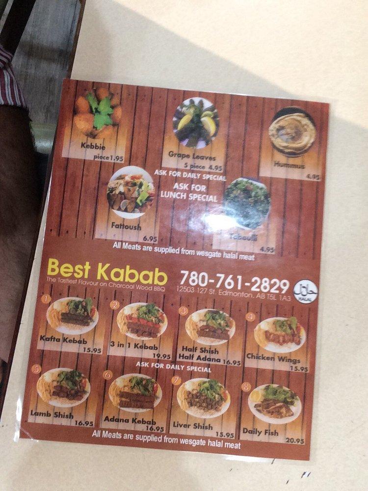 Carta del restaurante Best Kabab best kebab, Edmonton, 127 St NW