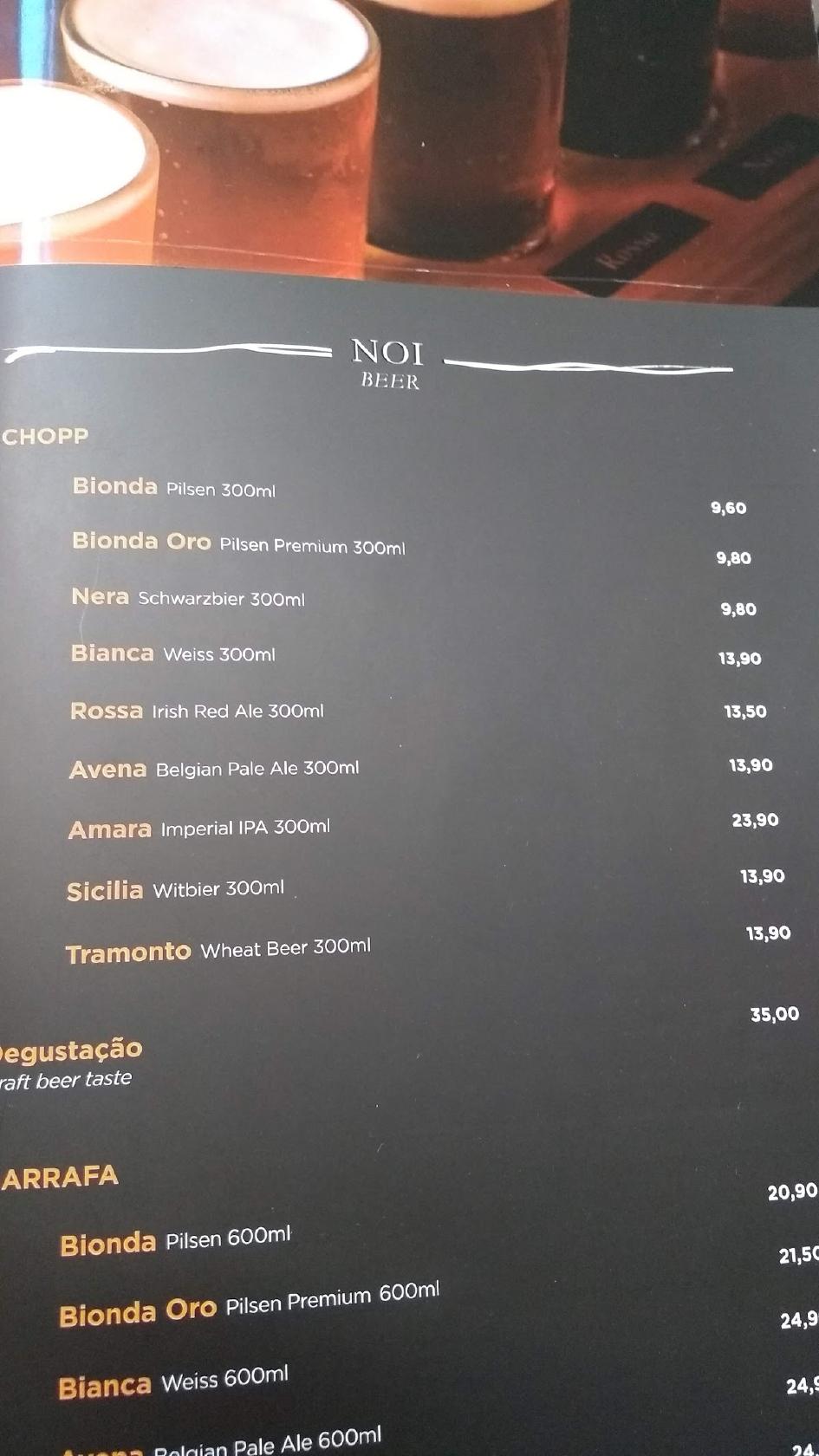 Noi Jardim Icaraí cardápio