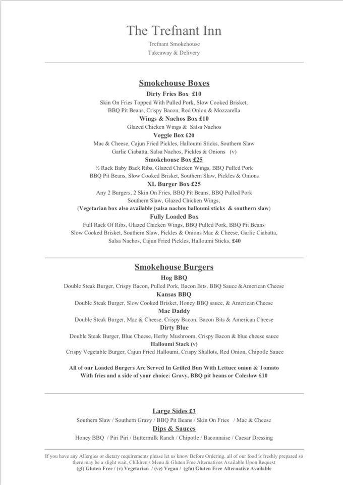 Menu at Coultons bar & grill @ The Trefnant, Denbigh