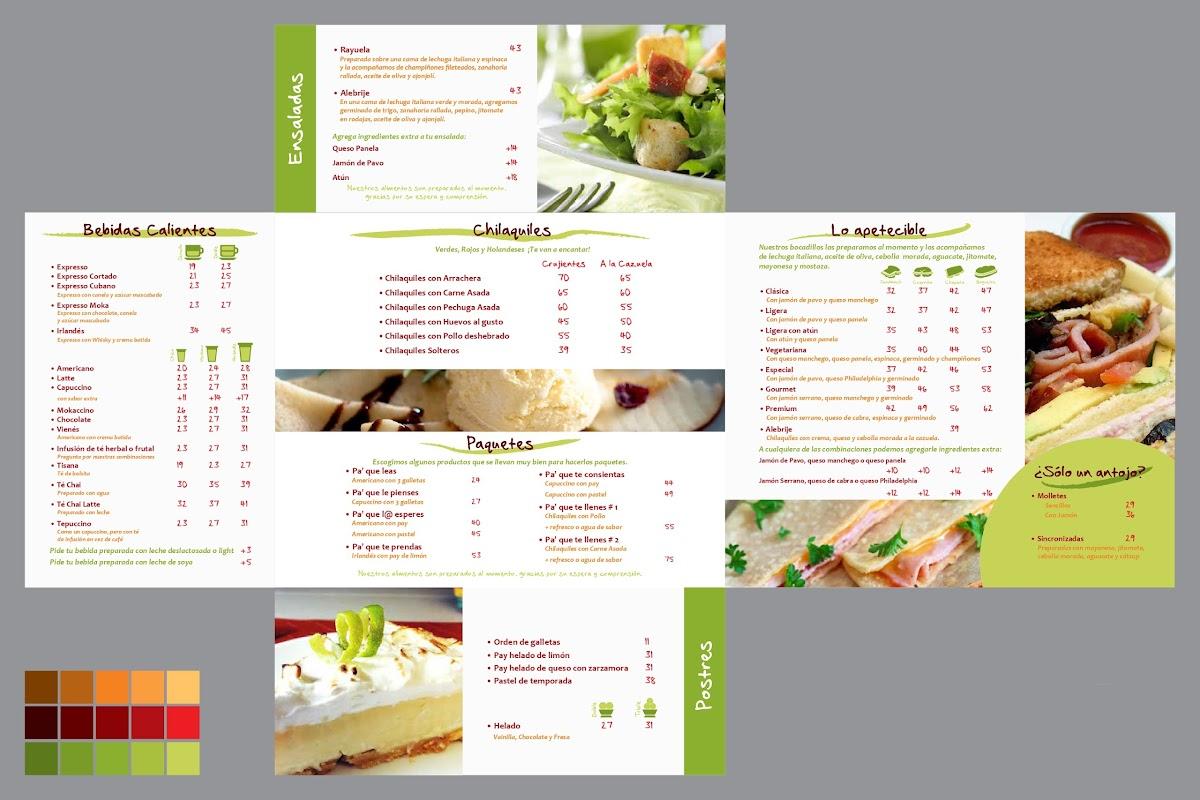Menu at Alebrije Café, Ciudad López Mateos, Miguel Cabrera 51