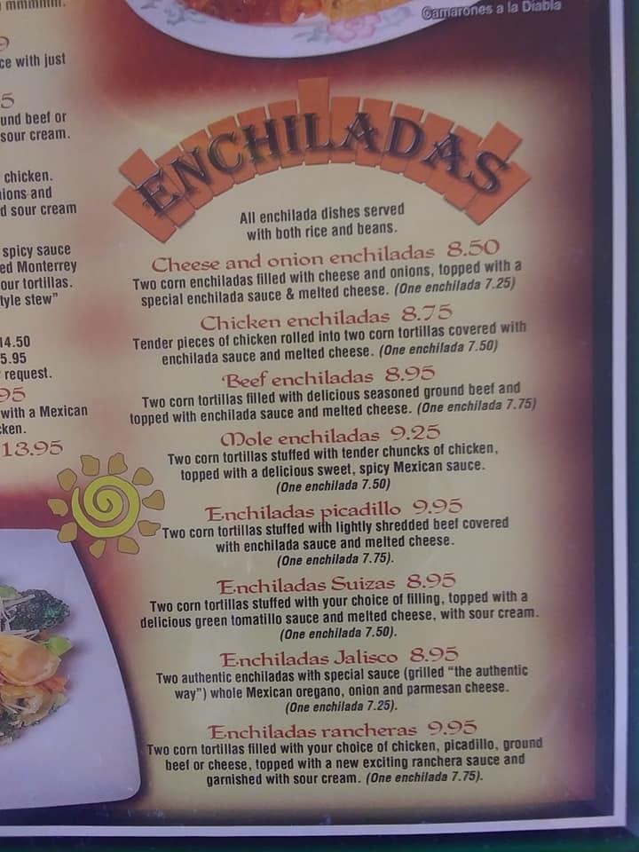 Menu at Guadalajara Grill restaurant, Jefferson