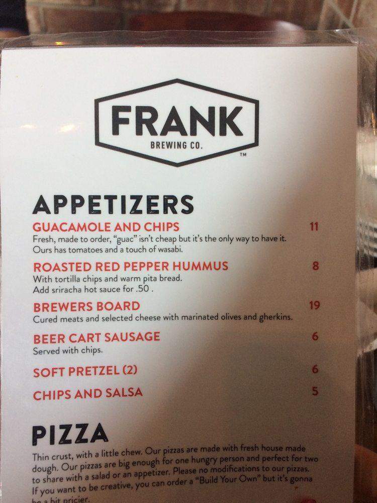 Menu at Frank Brewing Co. pub & bar, Tecumseh