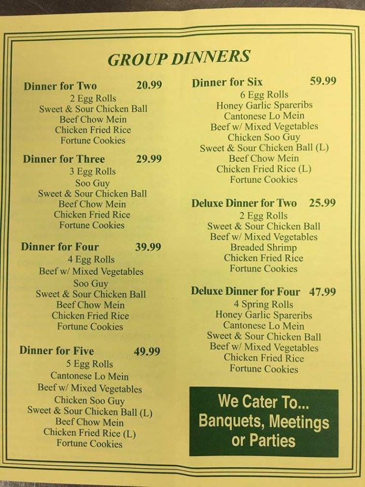 Menu at New Bamboo Garden restaurant, Woodstock