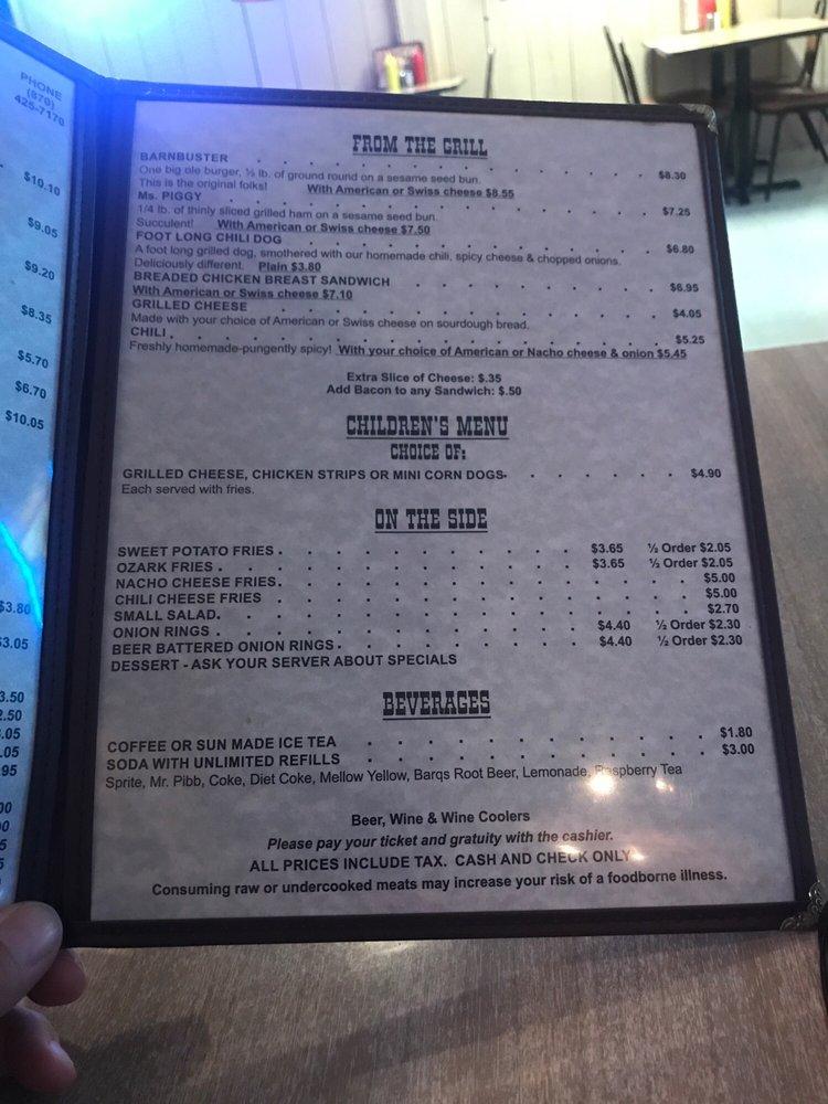 Menu at The Back Forty restaurant, Mountain Home