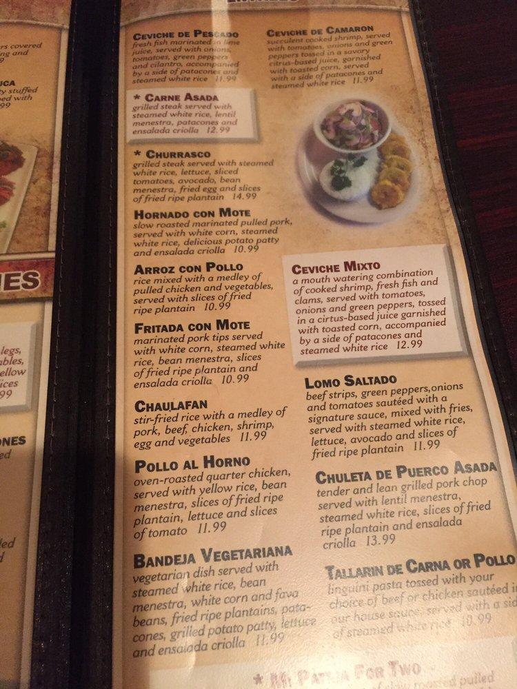 Menu at Mi Patria Ecuadorian Restaurant, West Des Moines