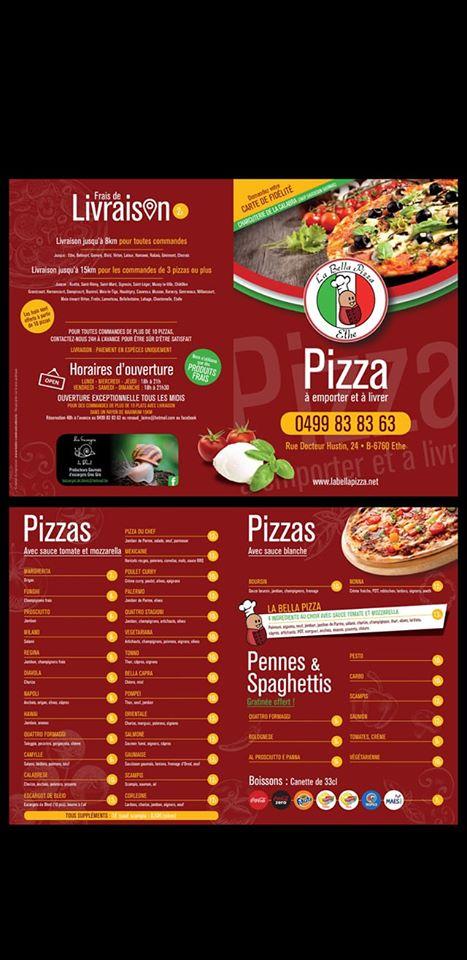 Menu At La Bella Pizza Virton