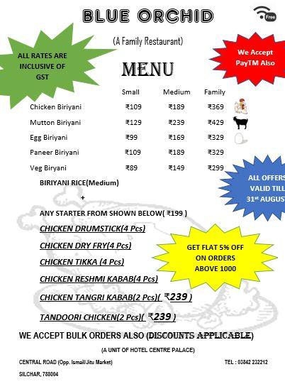 Blue Orchid Restobar menu