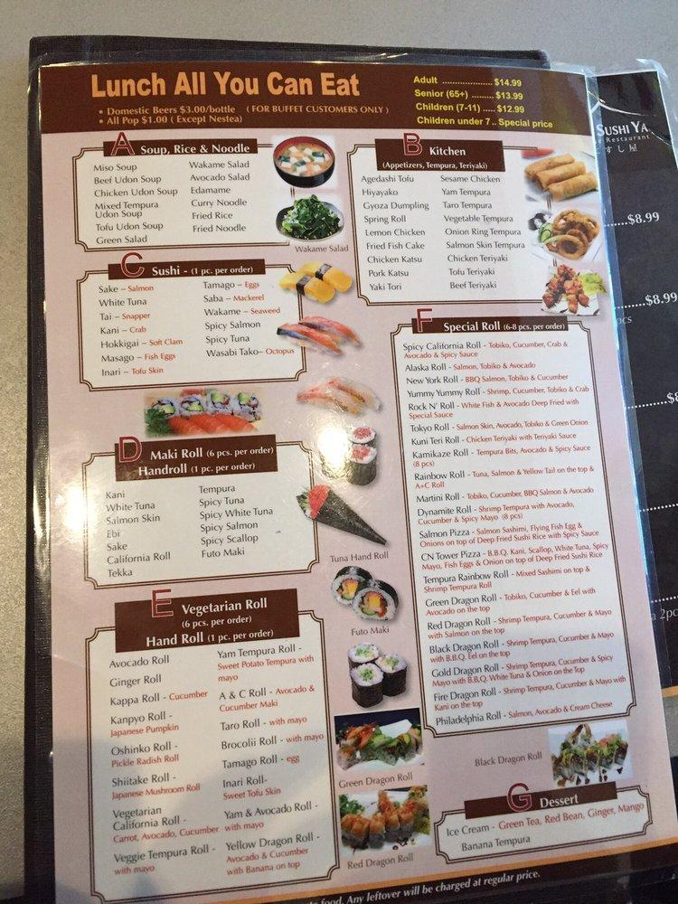 Menu at Kuni Sushi Ya restaurant, Toronto, 20 Baldwin St