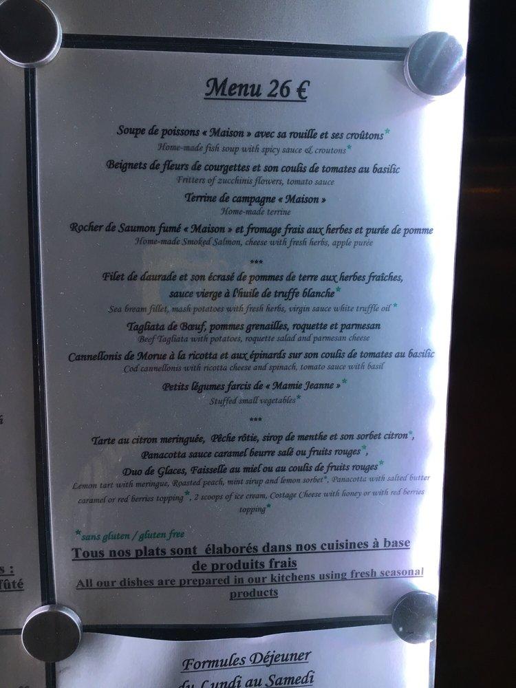 Carta del restaurante L'Assiette Provençale, Cannes