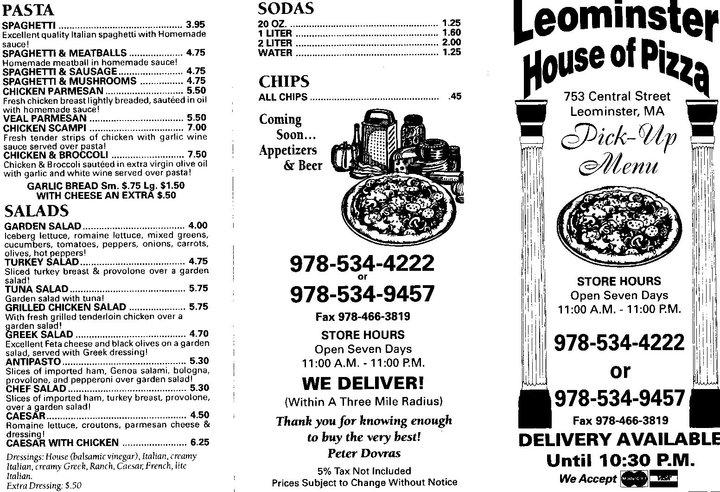 leominster house of pizza number