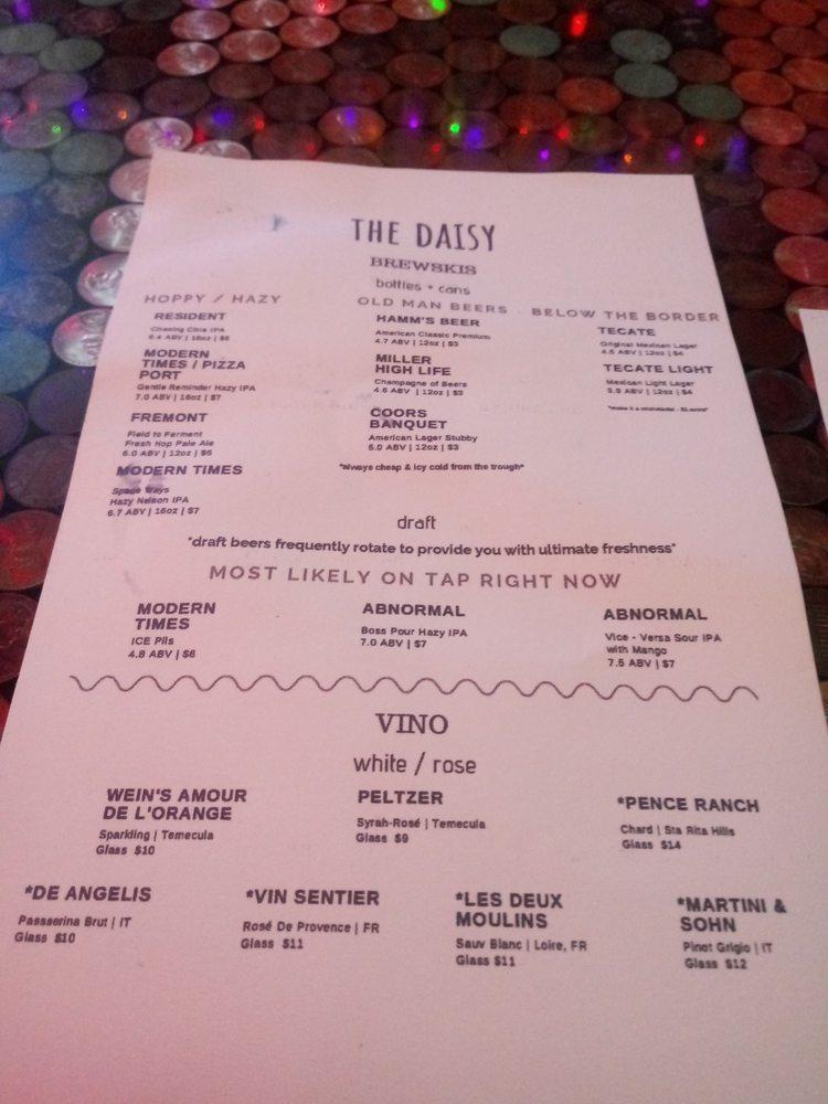 Menu at The Daisy pub & bar, Temecula