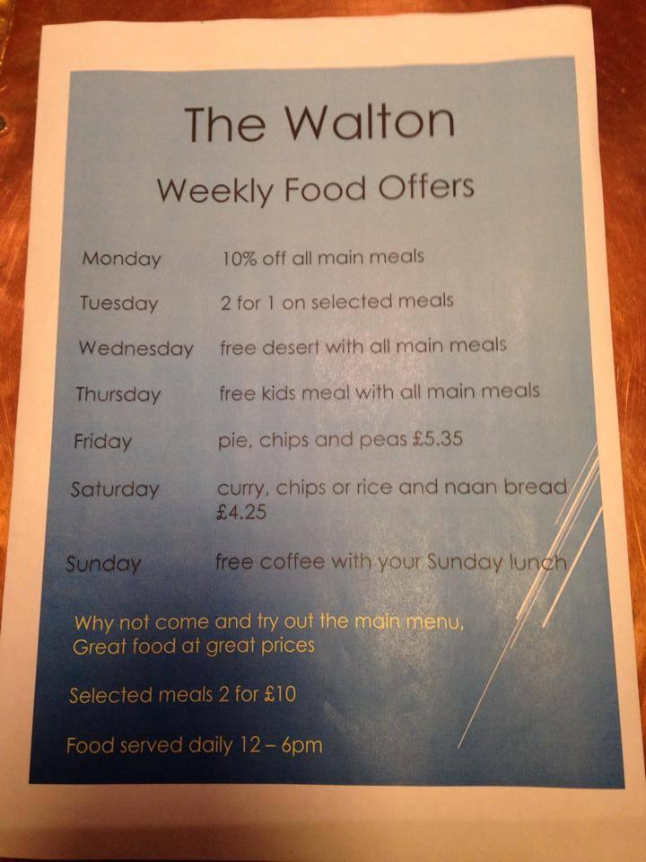 Menu at The Walton, Chesterfield pub & bar, Chesterfield