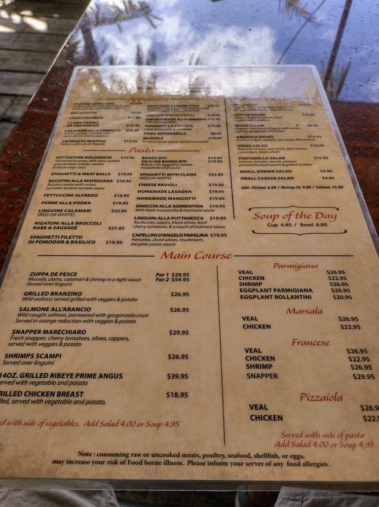 Menu at Umberto's Restaurant & Pizza, Pompano Beach