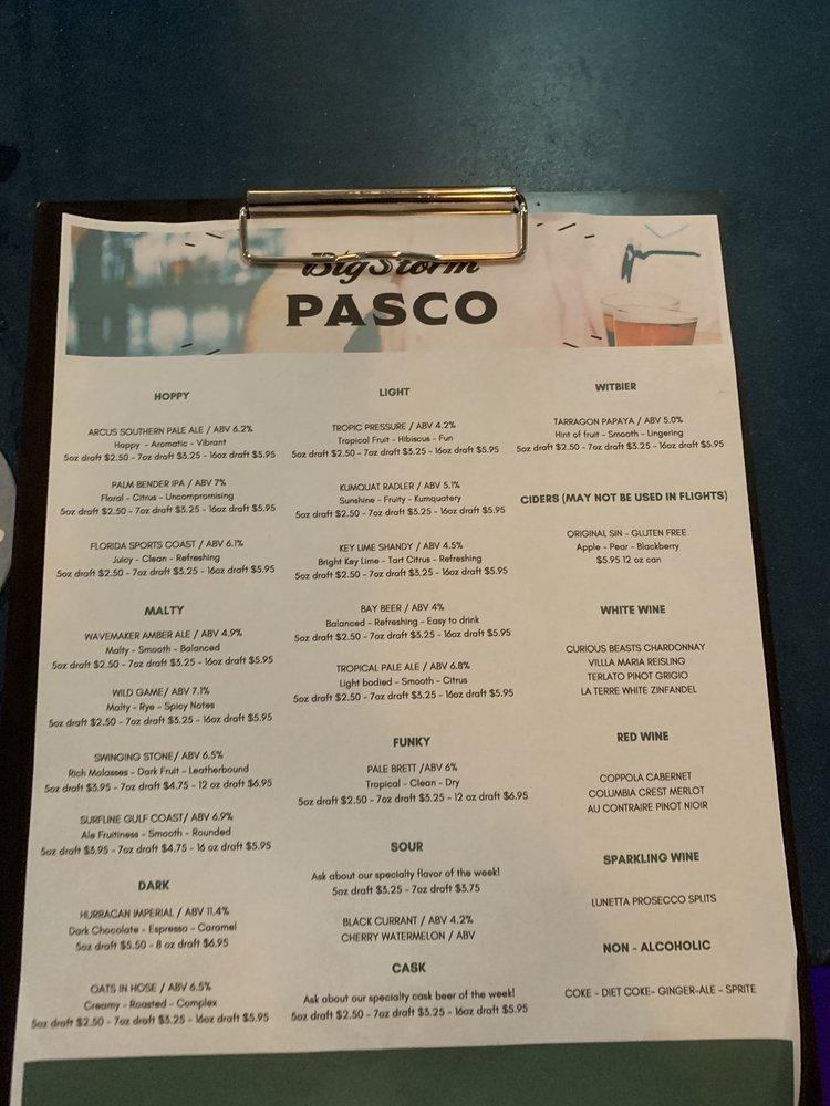 Menu at Big Storm Brewing Co. Odessa pub & bar, Odessa