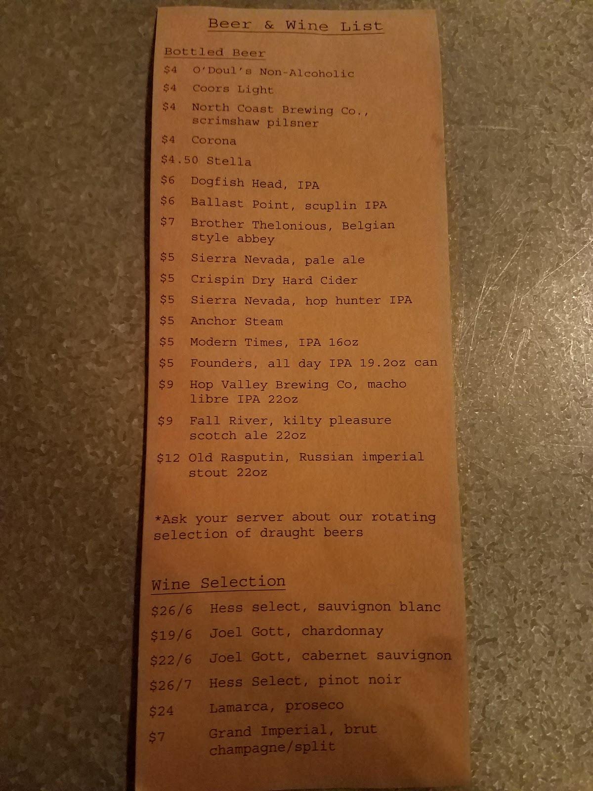 Menu at The Diver Bar & Grill, Eureka