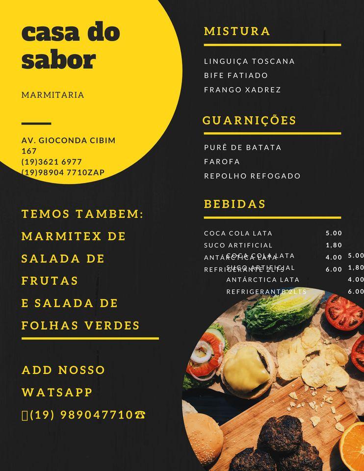 Casa do sabor Marmitaria cardápio
