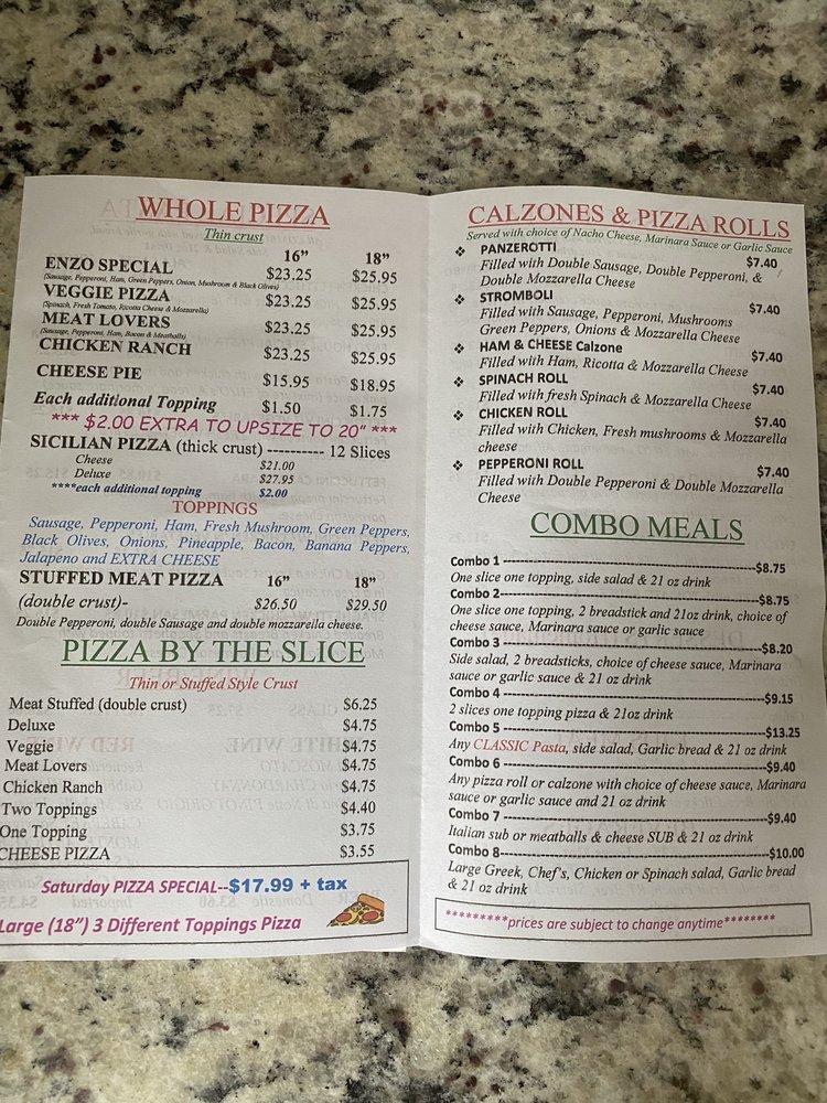 Menu at Enzo Pizza pizzeria, Franklin