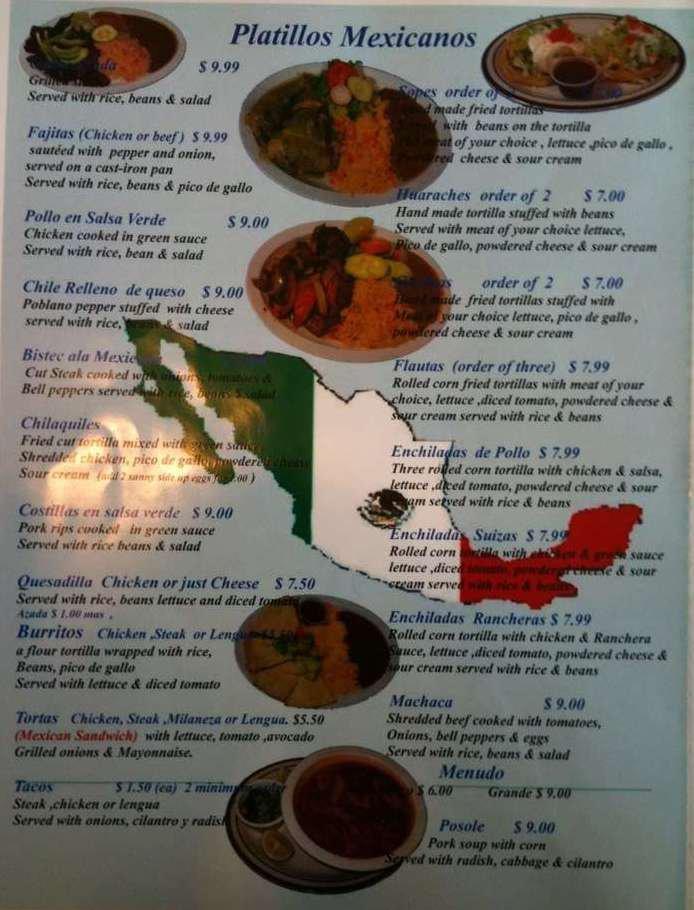 Menu at La Guanaquita restaurant, Hillsboro, SE Tualatin Valley Hwy