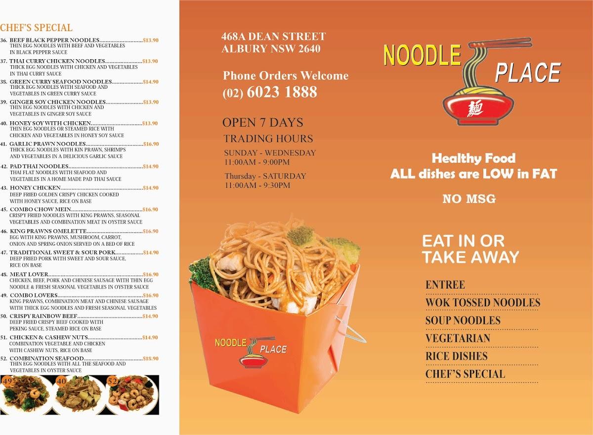 Menu at Noodle Place fast food, Albury