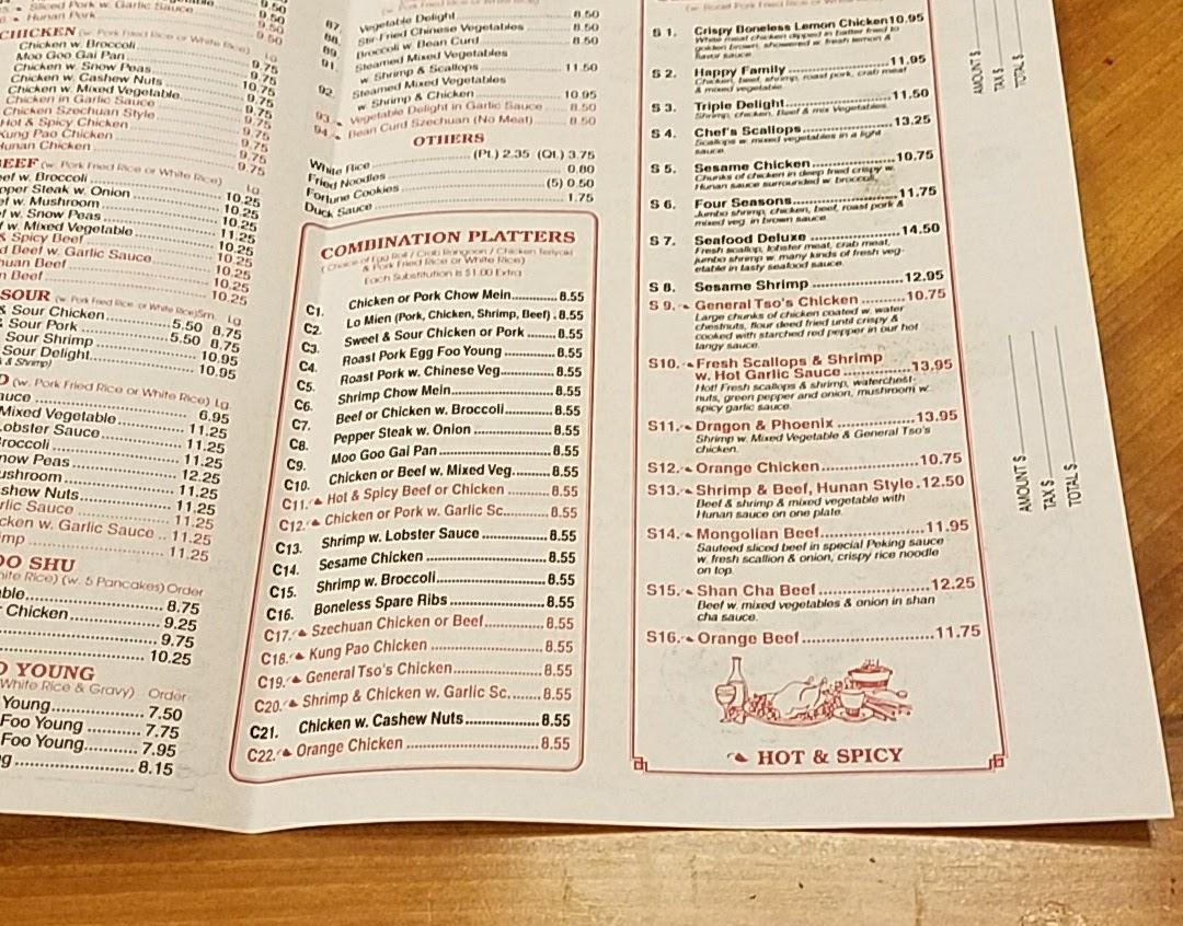 Menu at Yummy restaurant, Buxton