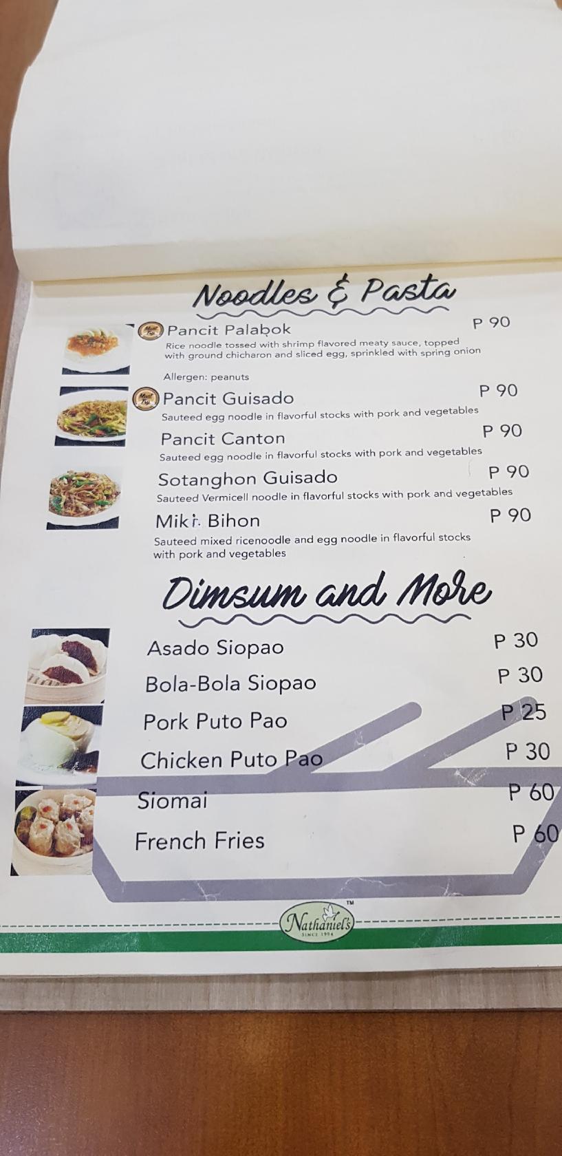 Menu at Nathaniel's desserts, Quezon City, Unit 34 ITC