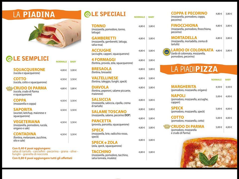 Menu au La Caveja Piadineria restaurant Arezzo