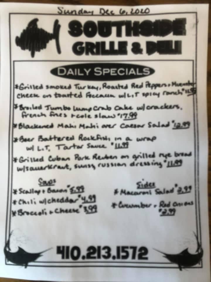 Menu at Southside Grille & Deli restaurant, Ocean City