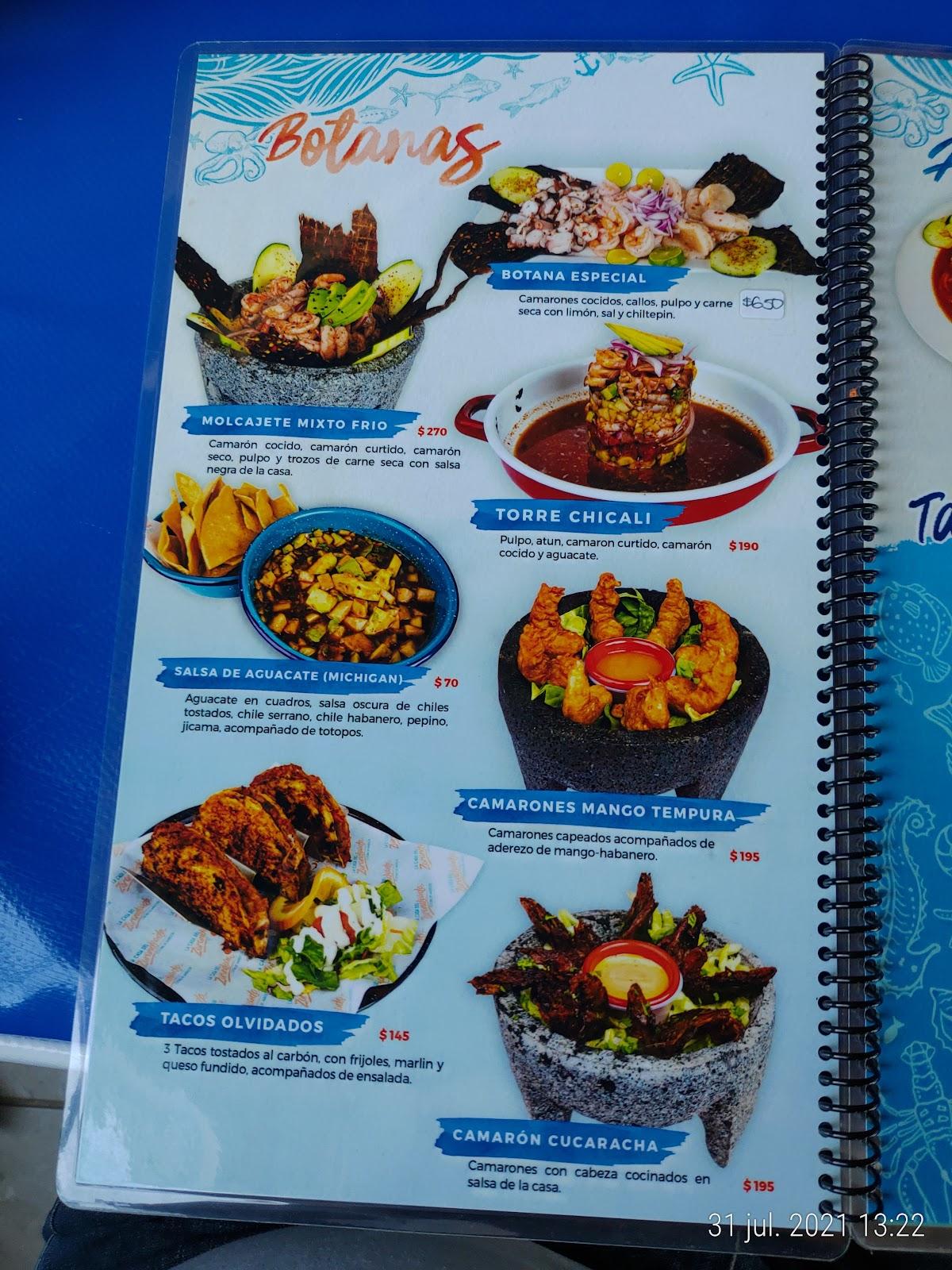 Carta del restaurante La Casa del Zarandeado, Mexicali