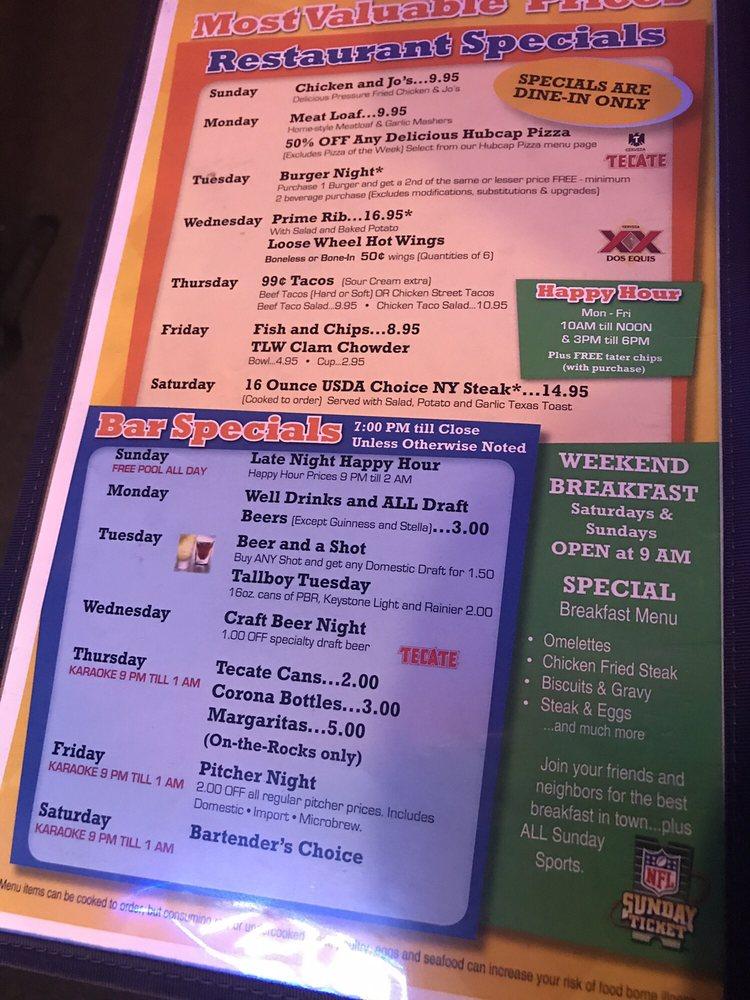 Menu at The Loose Wheel Bar & Grill