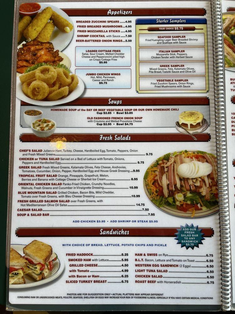 Menu at Blue Mountain Family Restaurant, Shartlesville, 24 Roadside Dr