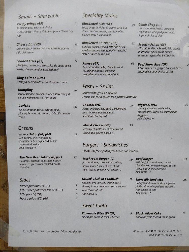 Menu at J'TM Resto Bar, Ottawa