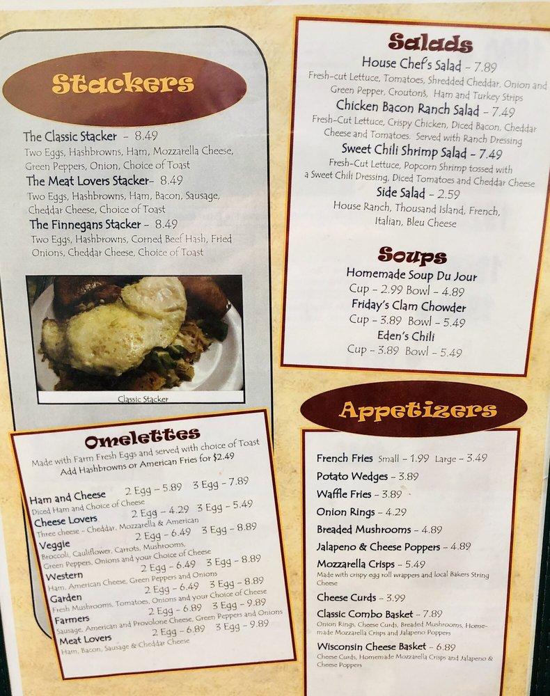 Menu at The Eden Grill restaurant, Fond du Lac, N7591 Peebles Trail