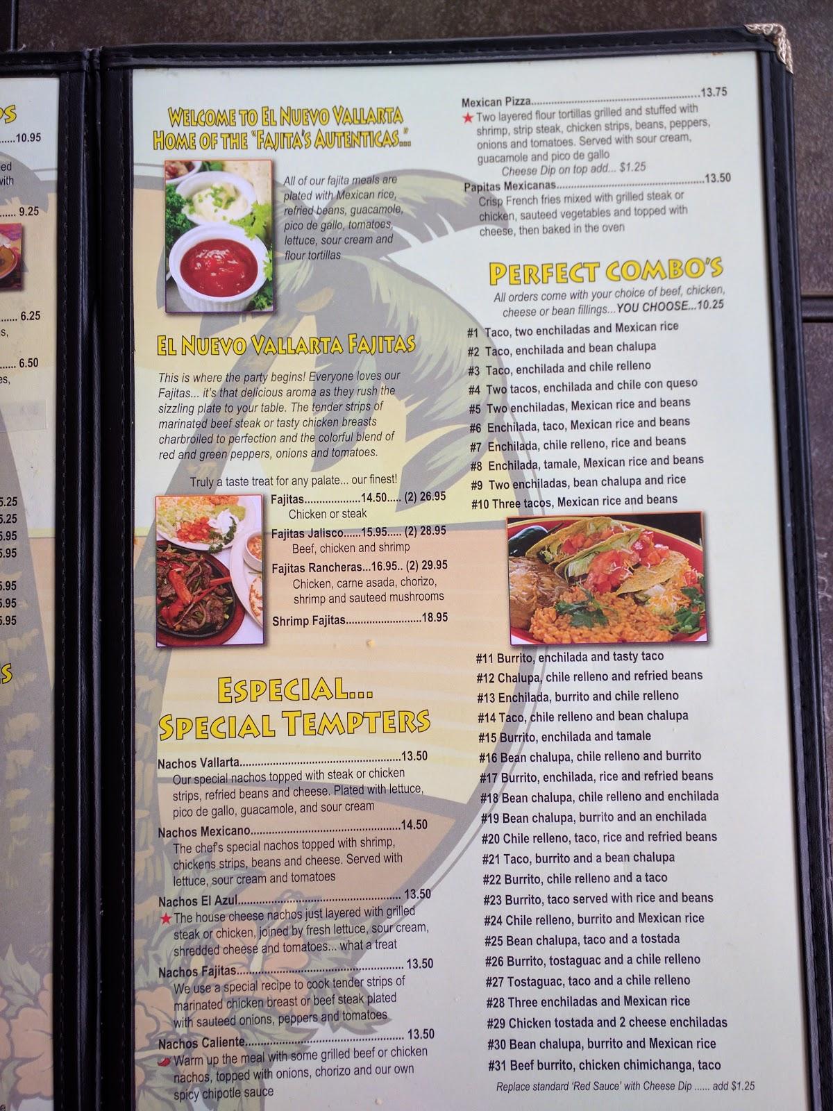 Menu at El Nuevo Vallarta Mexican Rest restaurant, Toledo, Douglas Rd