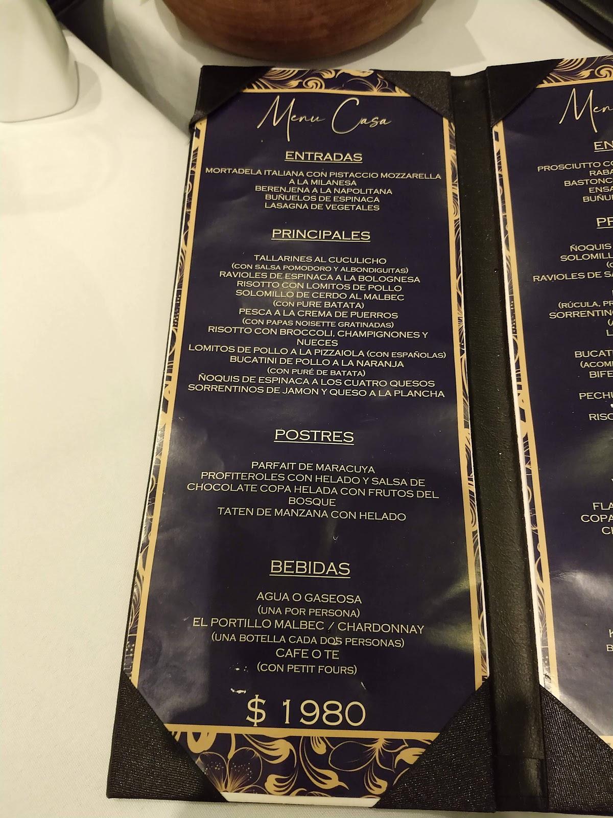 Carta del restaurante Casa Cuba, Buenos Aires