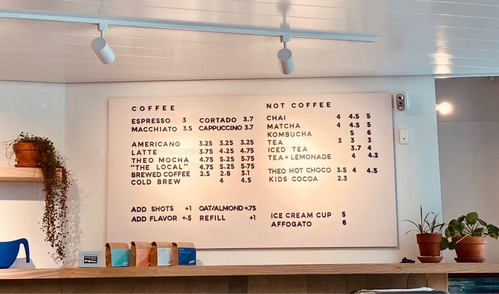 Menu at Sidekick Coffee cafe, Woodinville