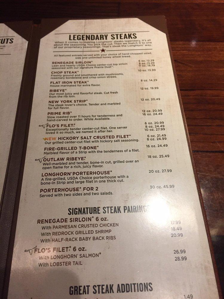 Menu at LongHorn Steakhouse, Harrisburg, Jonestown Rd