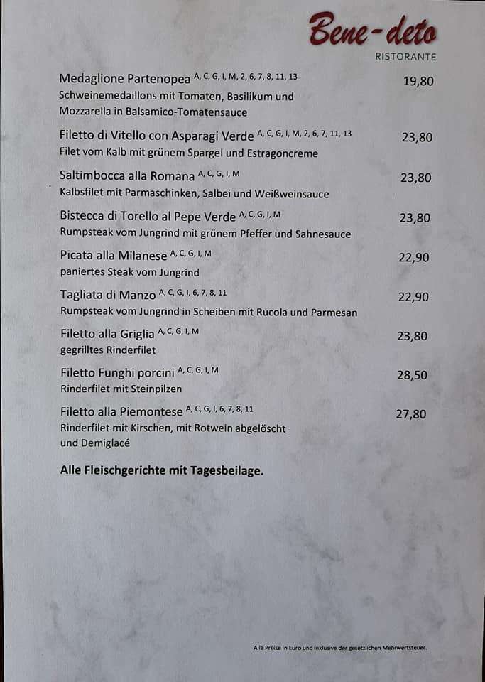 Speisekarte von Bene-deto restaurant, Magdeburg