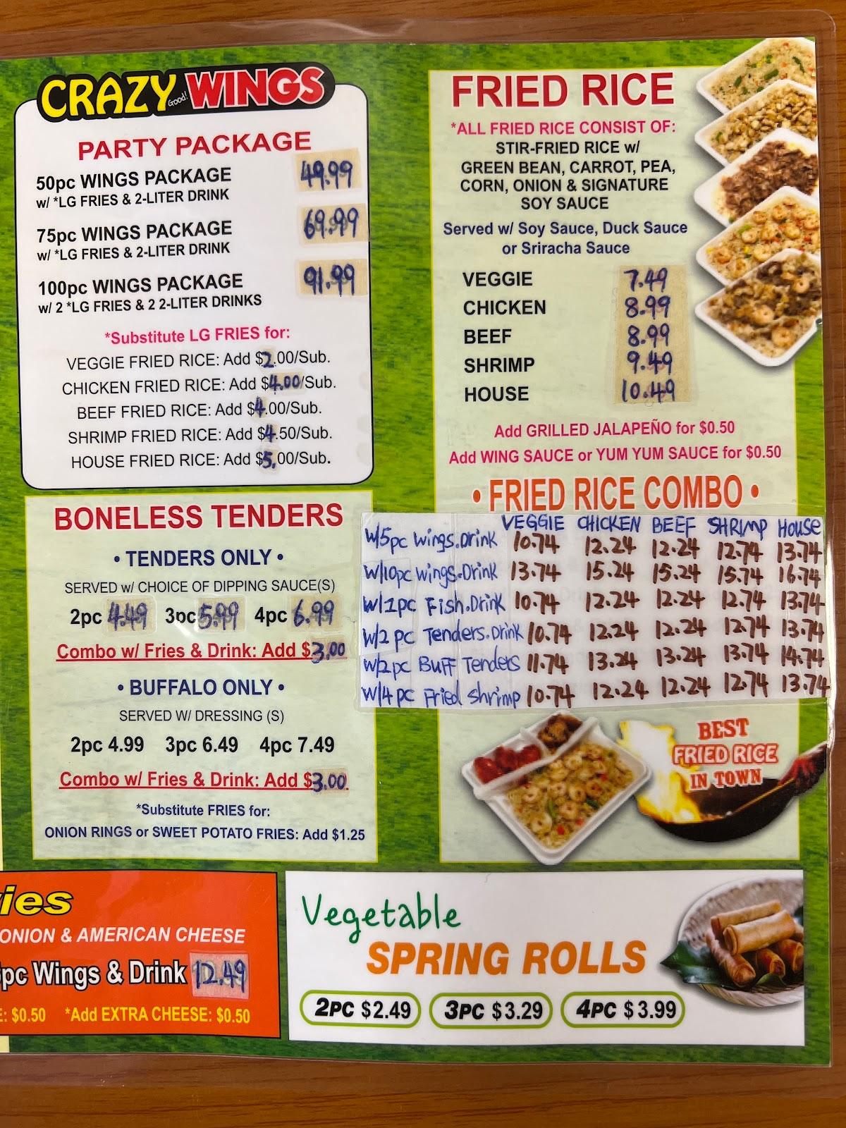 Carta del restaurante Crazy Wings, Duluth