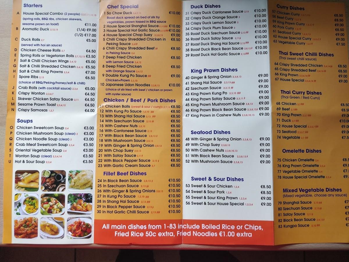 Menu at Oriental Kitchen restaurant, Mountbellew