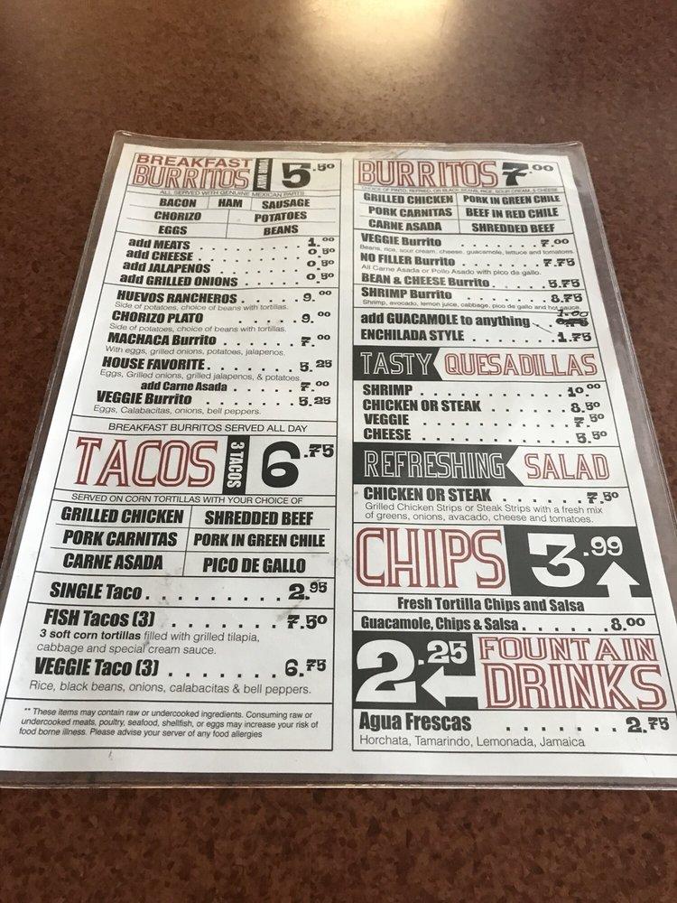 Carta del restaurante PHX Burrito House, Phoenix