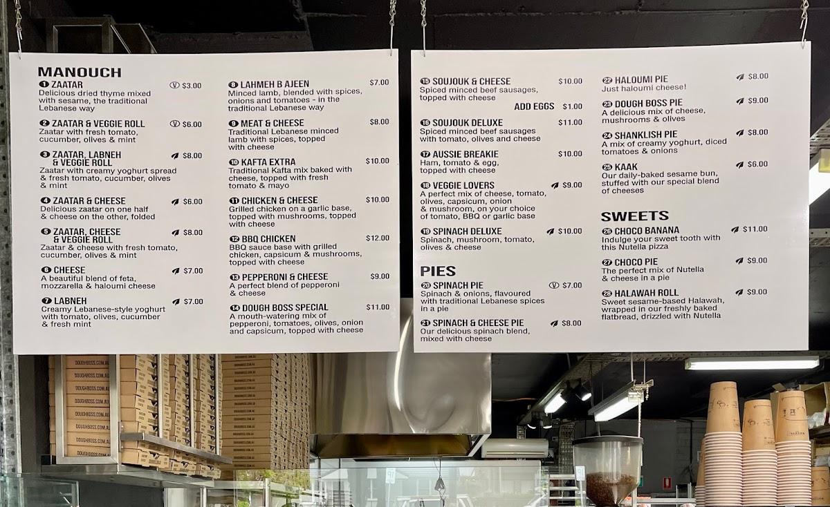 Menu at Dough Boss Lebanese Bakery And Cuisine, Revesby