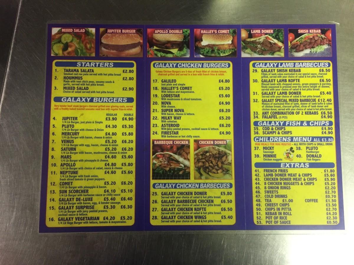 Menu at Burger Kebab Galaxy fast food, Uxbridge