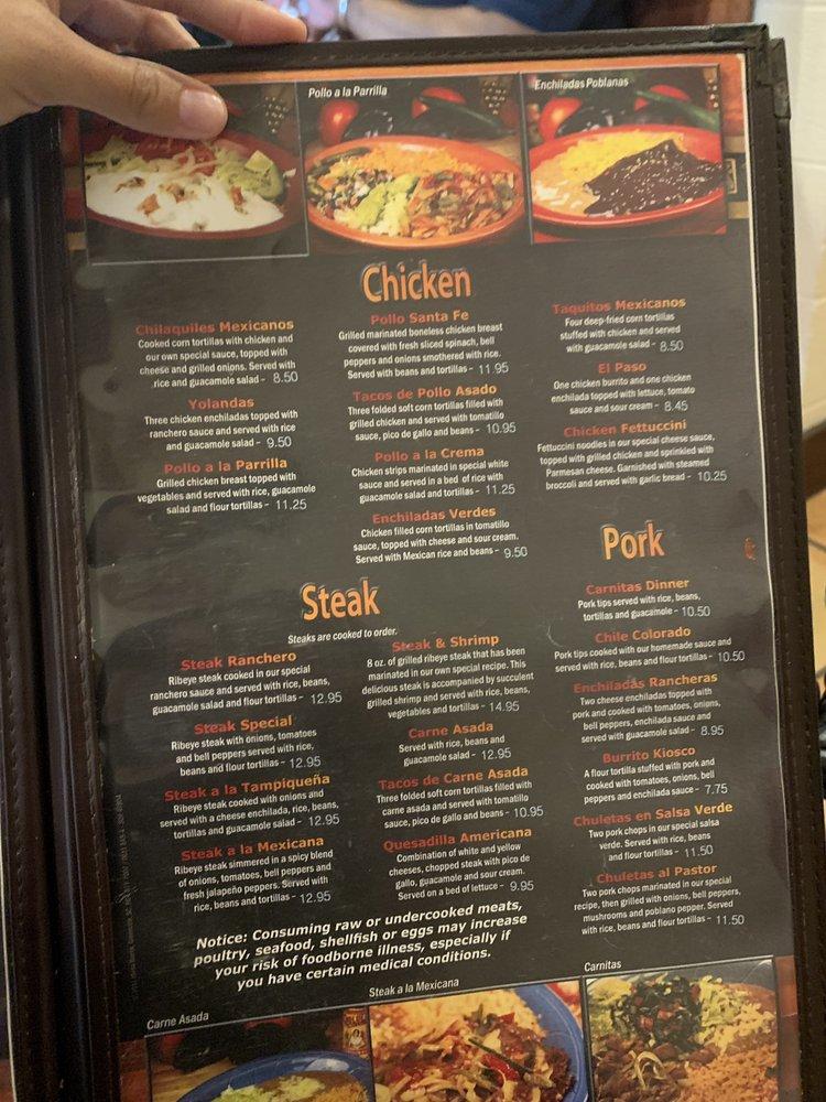 Menu at El Kiosco Mexican Restaurant, Grovetown