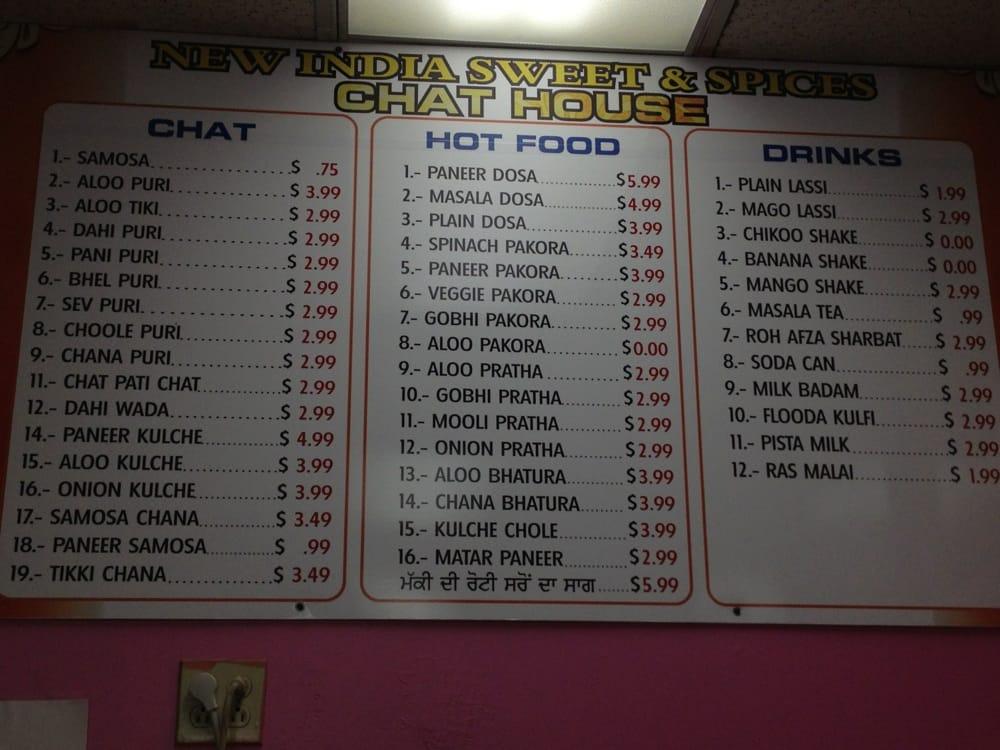 Menu at New India Sweets & Spices restaurant, Fresno, W Shaw Ave Suite 103