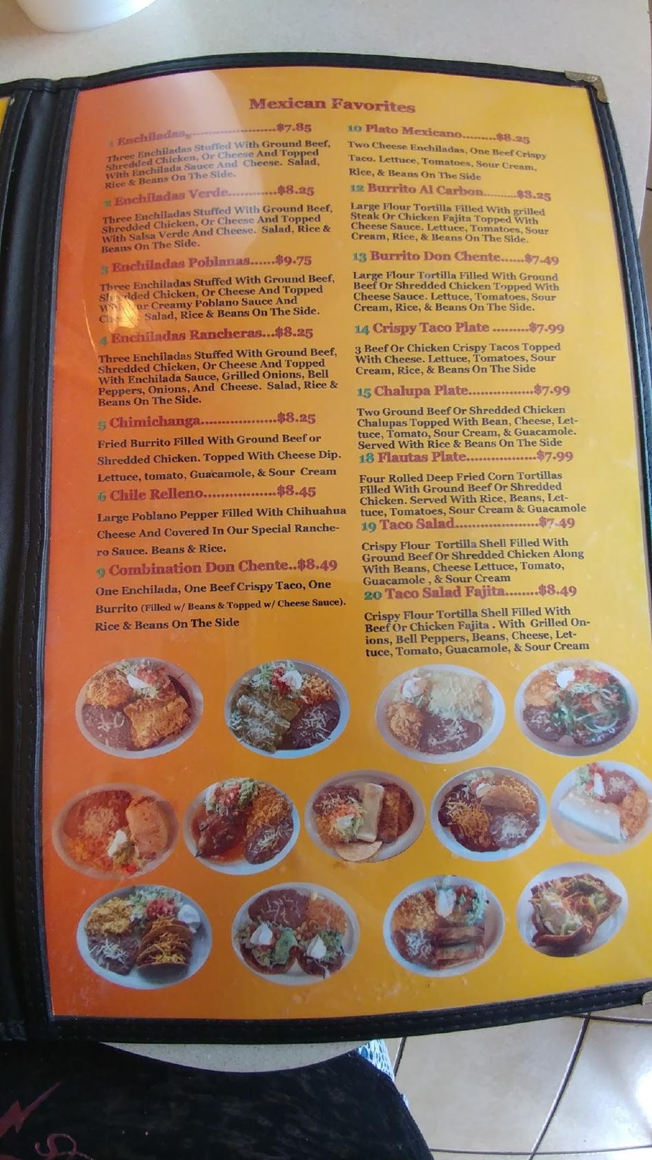 Menu at La Pasadita Cocina Mexicana restaurant, Canyon Lake