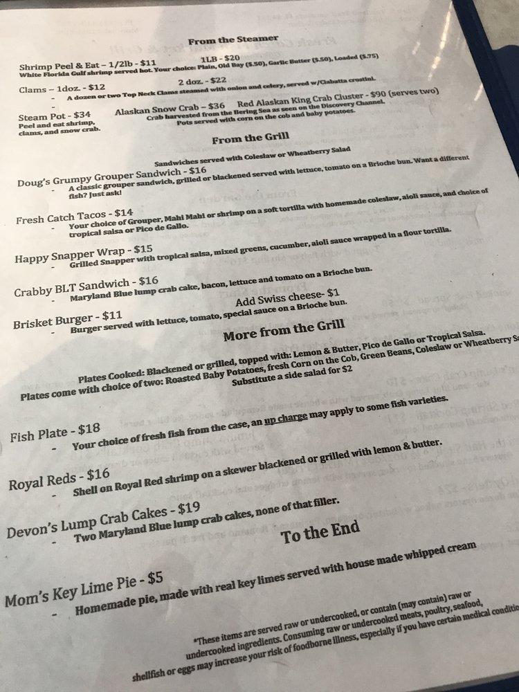 Menu at Fresh Catch Fish Market & Grill restaurant, Sarasota
