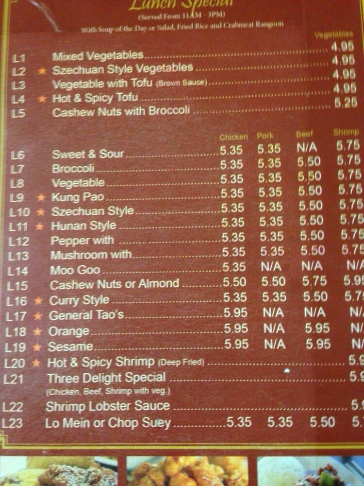 Menu at Chef Peng Chinese Restaurant, Garrett