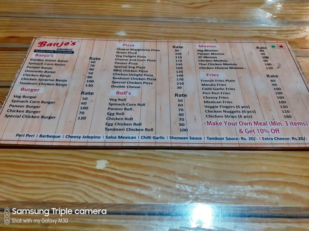 Menu at Vineet Food Banjo's Food Chain, Aurangabad