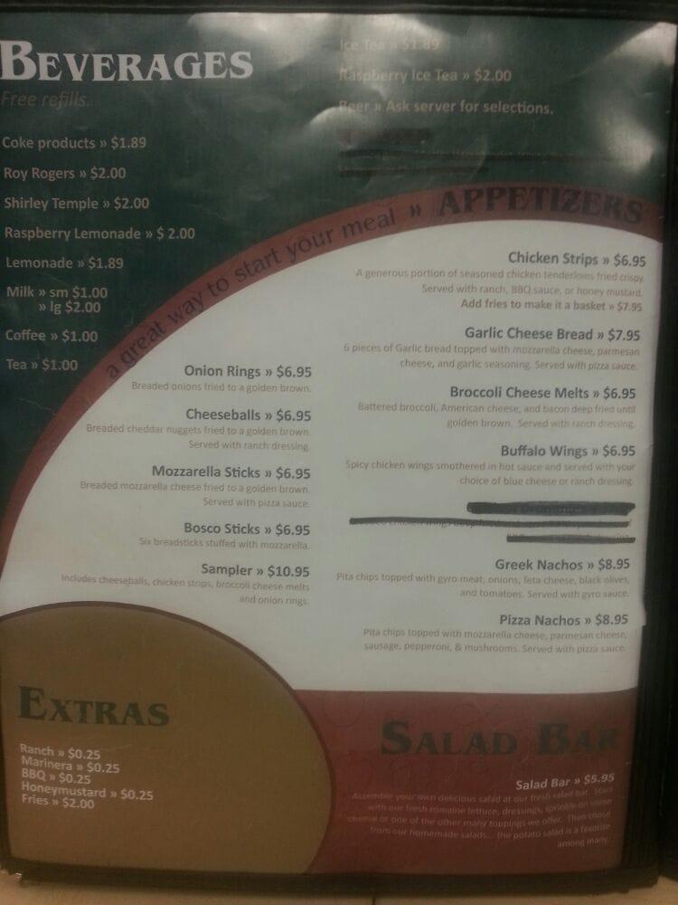 Menu at George's Pizza pizzeria, Brookings
