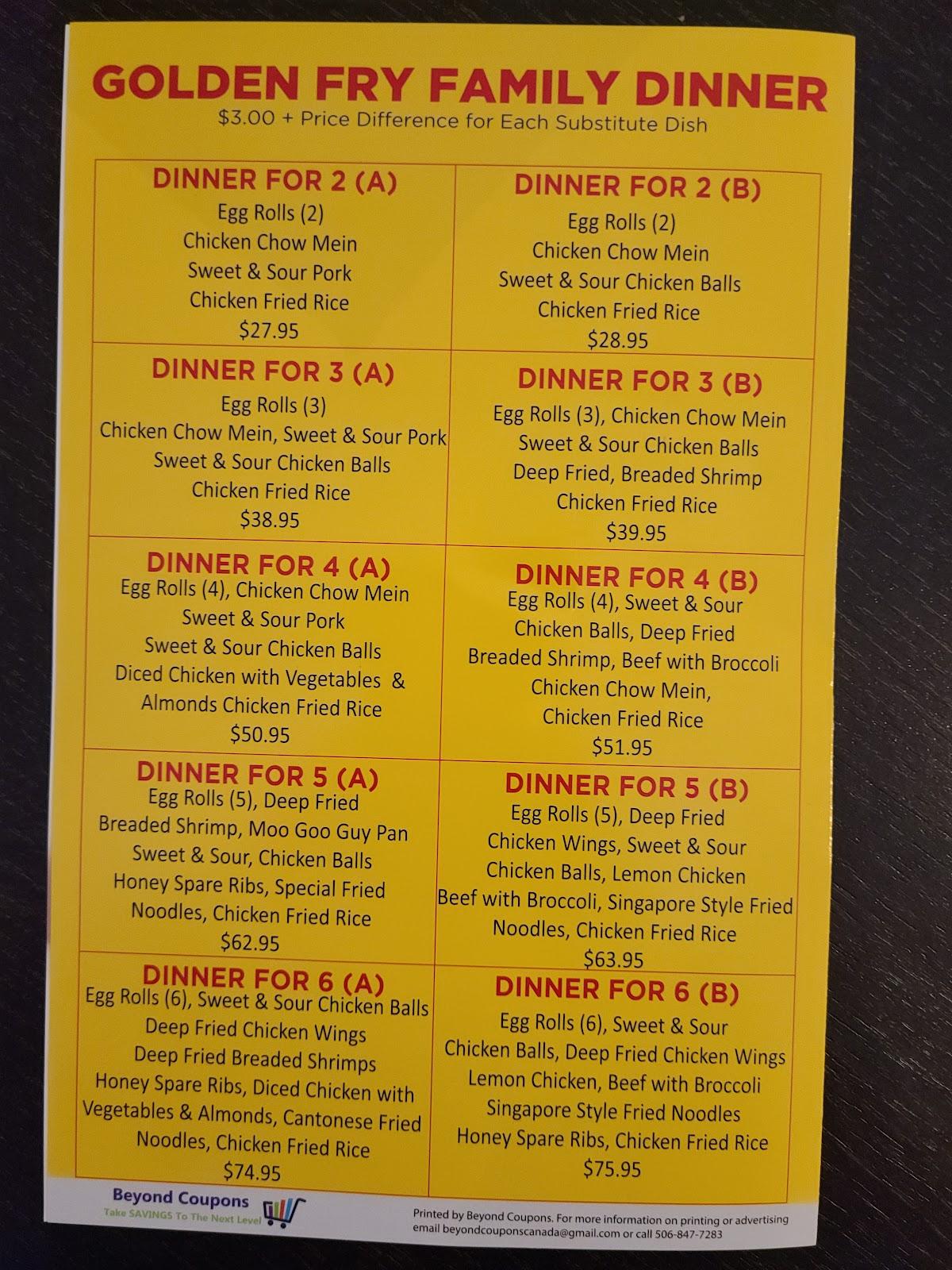 Menu at Golden Fry Chinese Restaurant, Rothesay